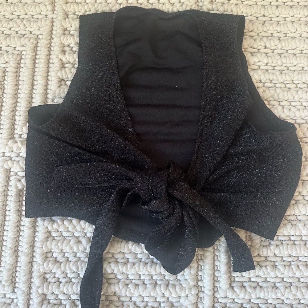 Sparkly Black tie Top